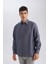 Relax Fit Polo Yaka Twill Modal Karışımlı Basic Düz Uzun Kollu Gömlek D3376AX24AU 4