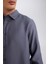 Relax Fit Polo Yaka Twill Modal Karışımlı Basic Düz Uzun Kollu Gömlek D3376AX24AU 5
