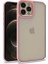 Apple iPhone 12 Pro Max Uyumlu Kılıf Sert Silikon Renkli Şerit Tasarımlı Parlak Flora Kapak, Rose Gold 1