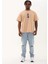 Oversize Baskılı Bisiklet Yaka T-Shirt - Bej 3