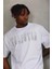 Oversize Taşlı Bisiklet Yaka T-Shirt - Beyaz 2