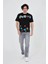 Erkek Baskılı Penye T-Shirt - Siyah 1
