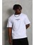Oversize Baskılı Bisiklet Yaka T-Shirt - Beyaz 1