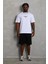 Oversize Baskılı Bisiklet Yaka T-Shirt - Beyaz 2