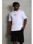 Oversize Baskılı Bisiklet Yaka T-Shirt - Beyaz 3
