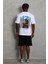 Oversize Baskılı Bisiklet Yaka T-Shirt - Beyaz 4