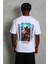 Oversize Baskılı Bisiklet Yaka T-Shirt - Beyaz 5