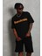 Oversize Baskılı Bisiklet Yaka T-Shirt - Siyah 1