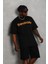 Oversize Baskılı Bisiklet Yaka T-Shirt - Siyah 2