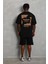 Oversize Baskılı Bisiklet Yaka T-Shirt - Siyah 3