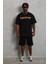 Oversize Baskılı Bisiklet Yaka T-Shirt - Siyah 4