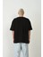 Baskılı Bisiklet Yaka Oversize T-Shirt - Siyah 2