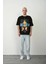 Baskılı Bisiklet Yaka Oversize T-Shirt - Siyah 3