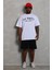 Oversize Baskılı Bisiklet Yaka T-Shirt - Beyaz 3