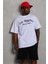 Oversize Baskılı Bisiklet Yaka T-Shirt - Beyaz 4