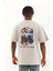 Oversize Baskılı Bisiklet Yaka T-Shirt - Gri 5