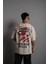 Erkek Sırt Baskılı Oversize T-shirt - Gri 4