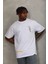 Oversize Baskılı Bisiklet Yaka T-Shirt - Beyaz 2