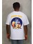 Oversize Baskılı Bisiklet Yaka T-Shirt - Beyaz 5