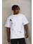 Oversize Baskılı Bisiklet Yaka T-Shirt - Beyaz 3
