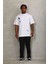 Oversize Baskılı Bisiklet Yaka T-Shirt - Beyaz 4