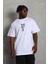 Oversize Baskılı Bisiklet Yaka T-Shirt - Beyaz 2