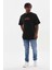 Baskılı Oversize T-Shirt - Siyah 4