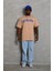 Oversize Baskılı Bisiklet Yaka T-Shirt - Bej 2