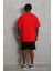 Oversize Düz Bisiklet Yaka T-Shirt - Kırmızı 2