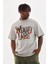 Baskılı Oversize T-Shirt - Gri 1