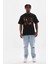 Baskılı Oversize T-Shirt - Siyah 4
