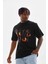 Baskılı Oversize T-Shirt - Siyah 5