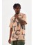 Baskılı Oversize T-Shirt - Bej 4