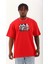 Oversize Baskılı Bisiklet Yaka T-Shirt - Kırmızı 1
