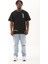 Oversize Baskılı Bisiklet Yaka T-Shirt - Siyah 3