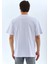 Oversize Taşlı Bisiklet Yaka T-Shirt - Beyaz 2