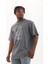 Oversize Taşlı Bisiklet Yaka T-Shirt - Füme 3