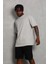 Oversize Düz Bisiklet Yaka T-Shirt - Gri 3