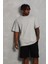 Oversize Düz Bisiklet Yaka T-Shirt - Gri 4