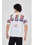 Erkek Ön ve Arka Baskılı T-Shirt - Beyaz 1