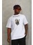 Oversize Baskılı Bisiklet Yaka T-Shirt - Beyaz 1