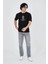Erkek Penye Baskılı T-Shirt - Siyah 1