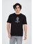 Erkek Penye Baskılı T-Shirt - Siyah 4