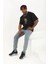 Oversize Baskılı Bisiklet Yaka T-Shirt - Siyah 3