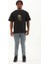 Oversize Baskılı Bisiklet Yaka T-Shirt - Siyah 4