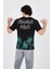 Erkek Baskılı Bisiklet Yaka T-Shirt - Siyah 5