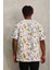 Oversize Baskılı Bisiklet Yaka T-Shirt - Beyaz 2