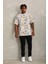 Oversize Baskılı Bisiklet Yaka T-Shirt - Beyaz 3