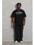 Oversize Baskılı Bisiklet Yaka T-Shirt - Siyah 1
