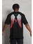 Oversize Baskılı Bisiklet Yaka T-Shirt - Siyah 5